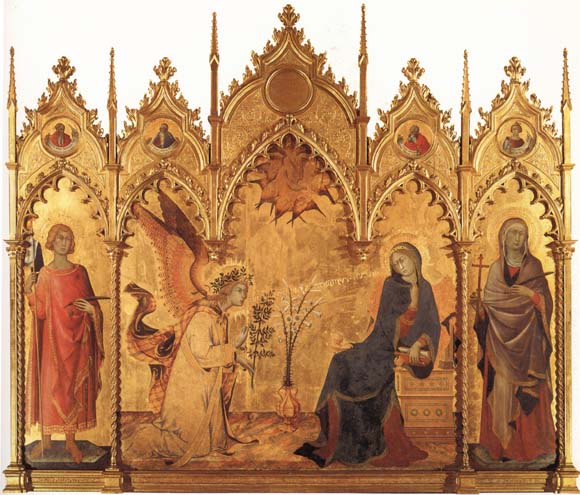 Simone Martini The Annunciation with SS.Ansanus and Margaret and Four Prophets